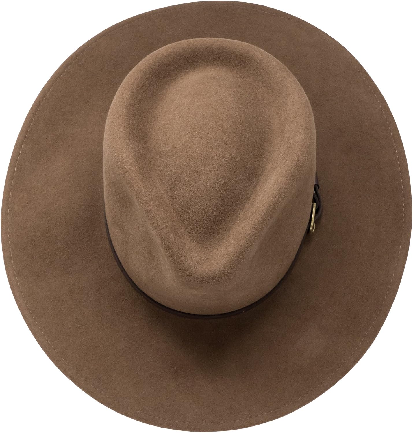 B&S Premium Lewis - Wide Brim Fedora Hat - 100% Wool Felt - Water Resistant - Leather Band 7 1/4-7 3/8 Light Brown
