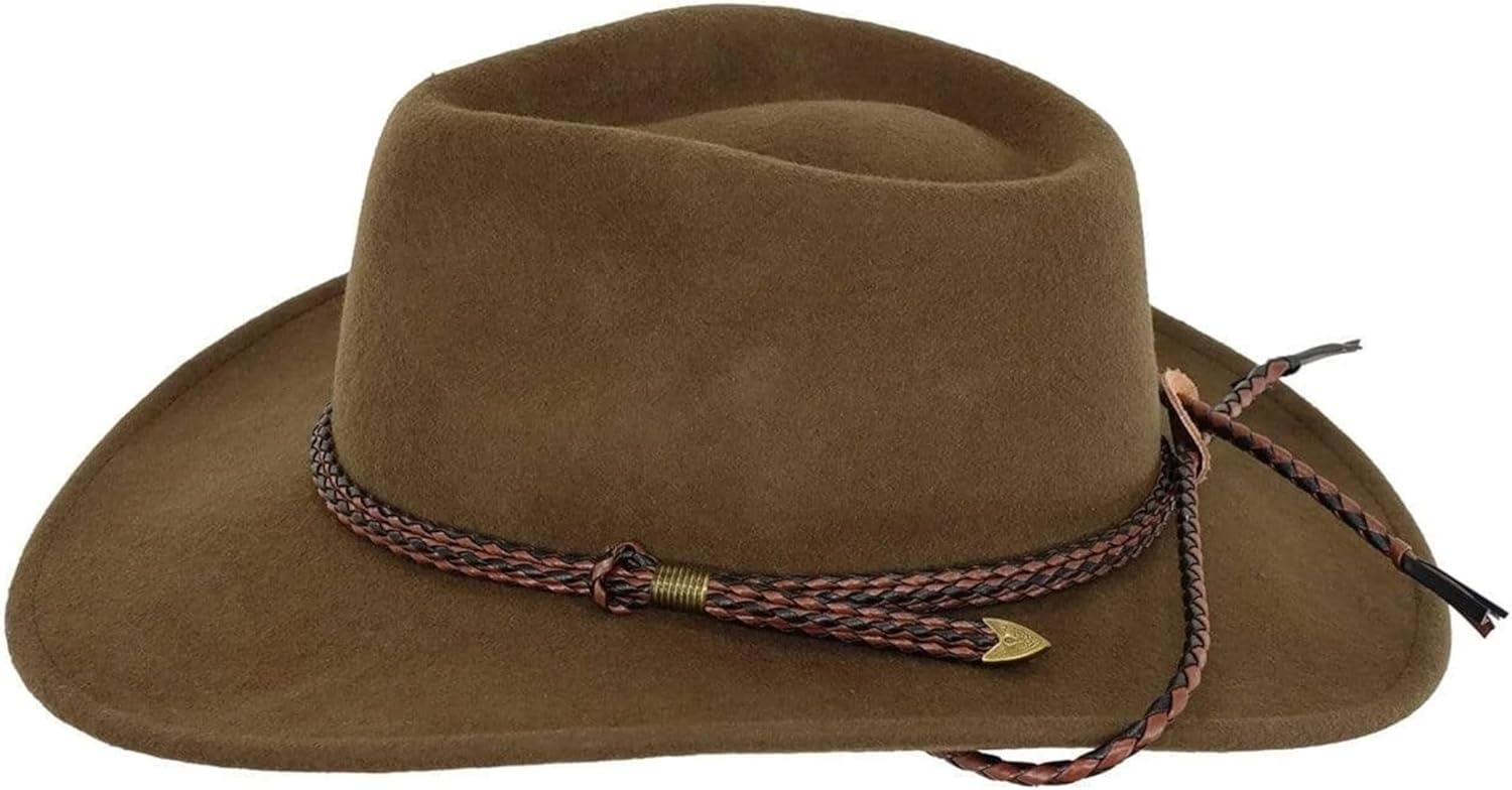 Outback Trading Company Men's 1392 Broken Hill UPF 50 Water-Resistant Crushable Australian Wool Western Cowboy Hat Brown Medium
